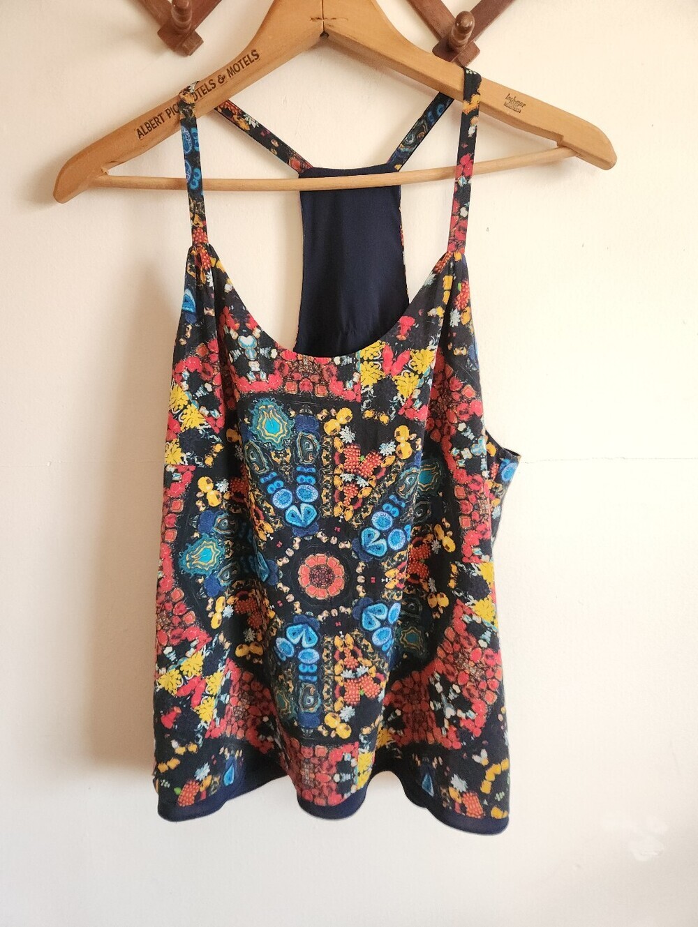 Alice + Olivia Silk Black Trippy Mosaic Strappy Camisole Fully Lined X Small